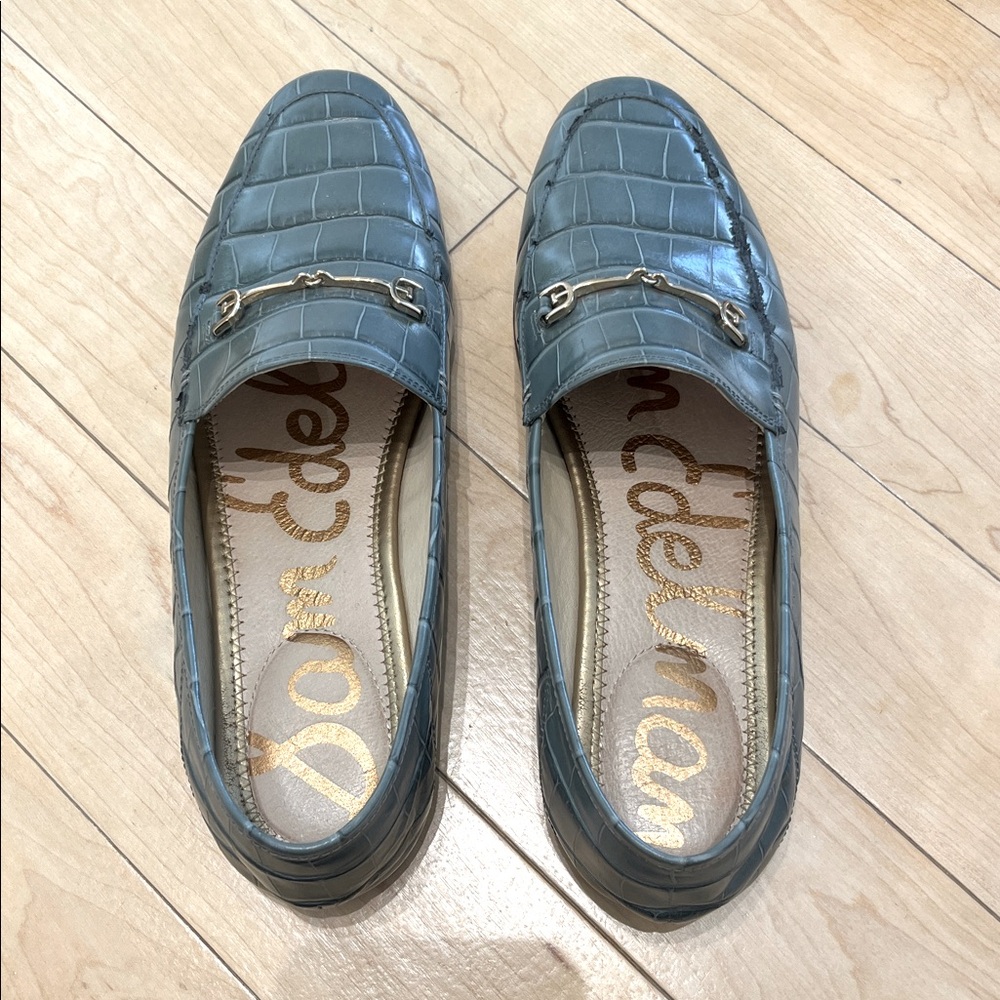 SAM EDELMAN  Crocodile Embellished Comfort Loraine Slip On Leather Loafers 9